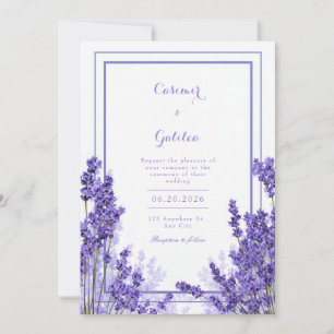 Convite Vibrante Quadro Casamento Lavanda Índigo Roxo