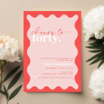 Convite Vibrante Saúde para Festa de Quarenta aniversário<br><div class="desc">Este convite de festas vibrante é perfeito para uma festa de aniversário moderna. O simples design apresenta o texto do script de saudação contemporâneo em cor branca sobre fundo de pêssego vibrante com borda ondulada. Personalizável em qualquer cor. Mantenha o design mínimo e elegante, como está, ou personalize-o adicionando seus...</div>