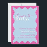 Convite Vibrante Saúde para Festa de Quarenta aniversário<br><div class="desc">Este convite de festas vibrante é perfeito para uma festa de aniversário moderna. O simples design apresenta fundo azul-céu com borda ondulada. Personalizável em qualquer cor. Mantenha o design mínimo e elegante, como está, ou personalize-o adicionando seus próprios gráficos e trabalhos de arte. Para personalização mais avançada deste design, por...</div>