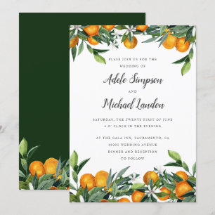 Convite Vibrante Tangerine Citrus deixa casamento de aquar