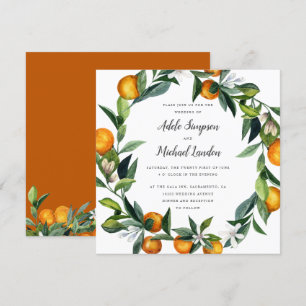 Convite Vibrante Tangerine Citrus wreath watercolor casame