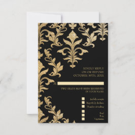 Convite Vice-presidente de Casamento tema damasco Dourado