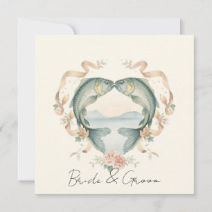 Convite Viciados em você amantes da pesca Casamento Aquare