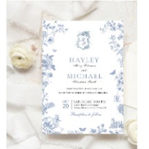VICTORIA Regency Blue French Garden Weding Invite