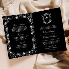 Convite Victorian Black Catholic QR Code Wedding