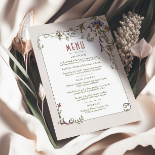 Convite Victorian Flourish Menu de Casamento Personalizáve