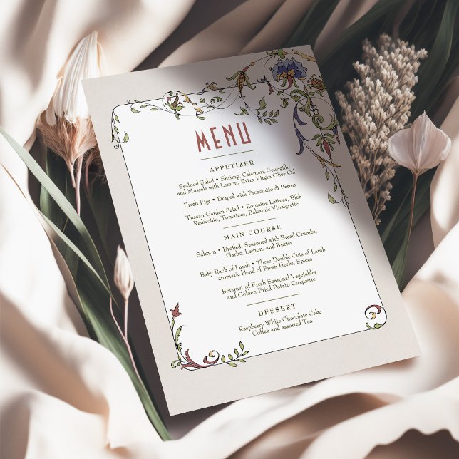 Convite Victorian Flourish Menu de Casamento Personalizáve (Criador carregado)