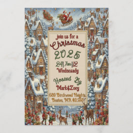 Convite Victorian Watercolor Santa Christmas Collection