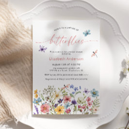 Convite Vida das borboletas Chá de panela de flores silves