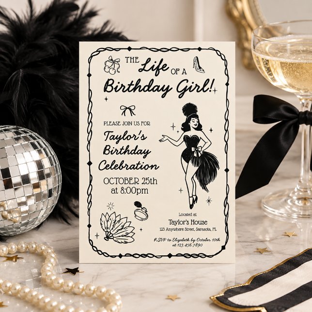 Convite Vida de uma Garota de Aniversário (Criador carregado)