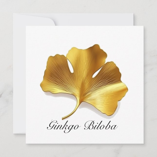 Convite Vida Herbal: Dourado Ginkgo Biloba é personalizáve (Frente)