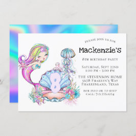 Convite Vida Marinha de Sereia | Festa de Aniversário com 