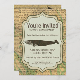 Convite Vida marítima náutica antiaérea de baleia