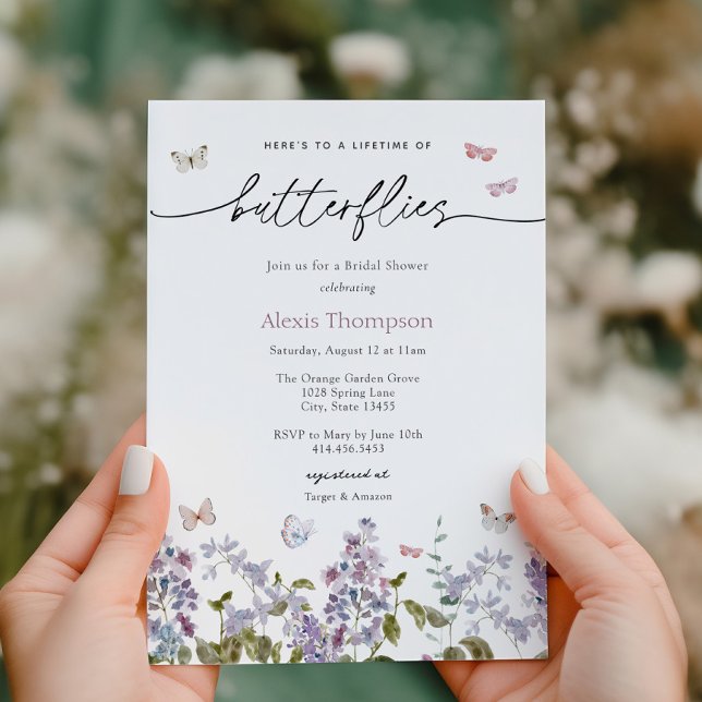 Convite Vida roxa do Chá de panela das borboletas (Criador carregado)