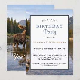 Convite Vida Selvagem Rio Moose Mountain Aniversário