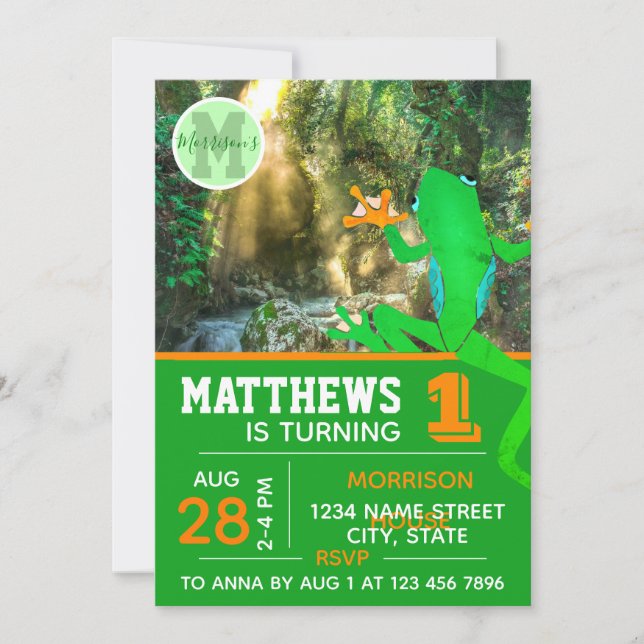 Convite Vida selvagem tropical tropical do primeiro aniver (Frente)