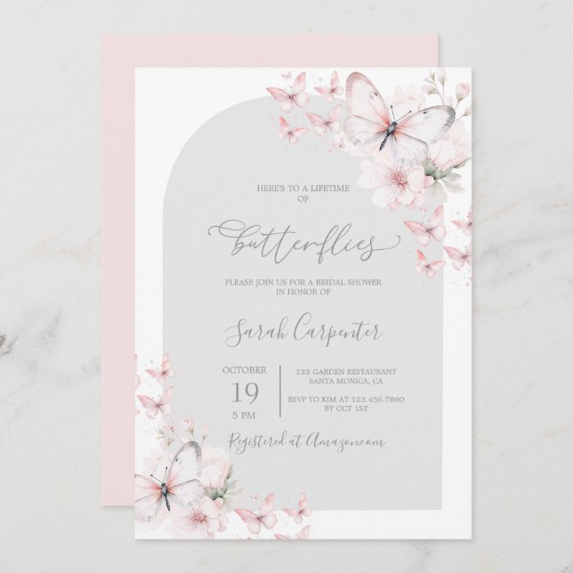 Convite Vida útil do Chá de panela das borboletas (Frente/Verso)