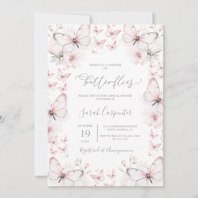 Convite Vida útil do Chá de panela das borboletas (Frente)