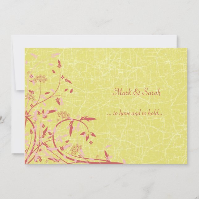 Convite Videiras & pássaros do botão de ouro que Wedding o (Frente)