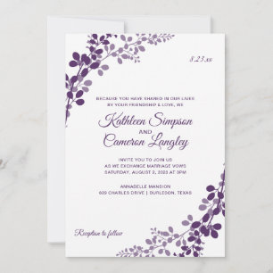 Convite Videiras requintados que Wedding a ameixa/roxo do