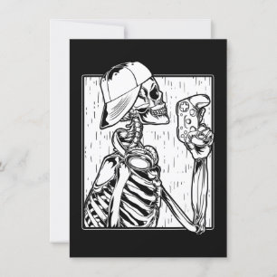 Convite Vídeo de Hip Hop Gamer Esqueleto Meninos Halloween