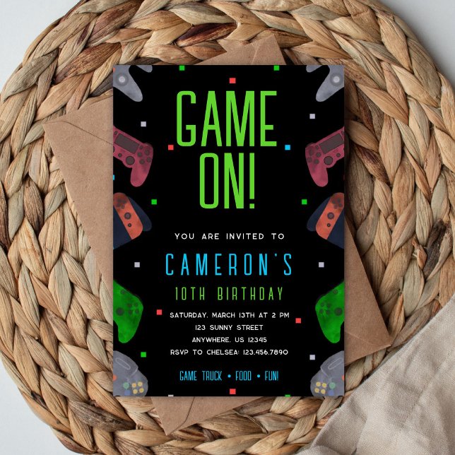 Convite Video Game Birthday Invitation Pixel Game Party (Criador carregado)