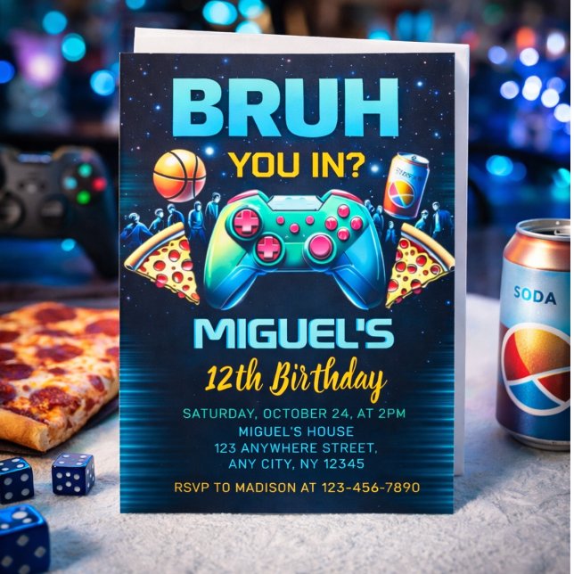 Convite video game birthday party invitation (Criador carregado)
