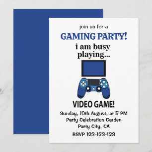 Convite Video Game Estou Ocupado Jogando Video Game