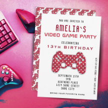 Video Game Party Red Controller Gaming Birthday