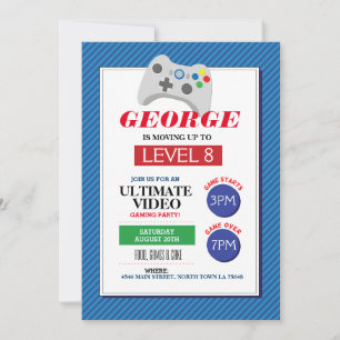 Convite Vídeo Jogo do Partido Jogos Azul Caminhões Verme