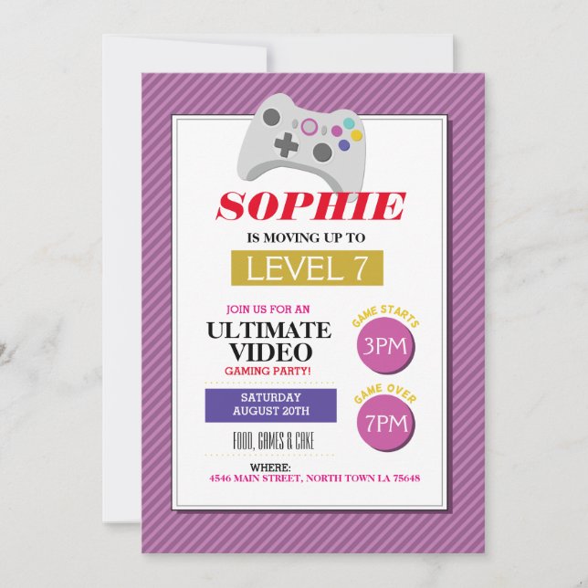 Convite Vídeo Jogo do Partido Jogos Pink Trucks As Raparig (Frente)