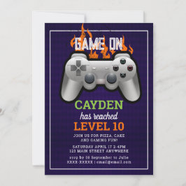 Convite Vídeo Jogo Nível Superior Aniversário do Jogador C
