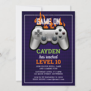 Convite Vídeo Jogo Nível Superior Aniversário do Jogador C
