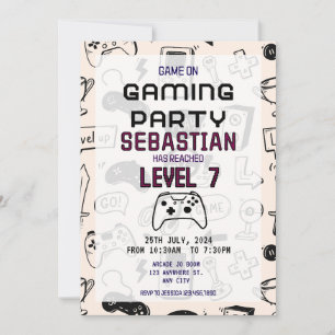 Convite Vídeo Jogo Nível Superior Aniversário do Jogador C