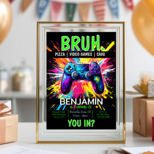 Convite VIDEOS GAMES Bruh Aniversário