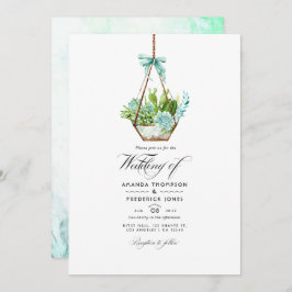 Convite Vidro Aquarela Terrarium Suculents Casamento Invi