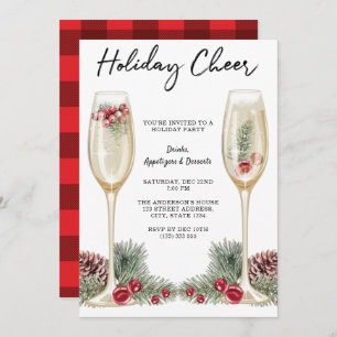 Convite Vidro de Champagne do Partido Elegante Feriado
