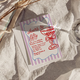 Convite Vidro de Champanhe Colorido 50 - Aniversário