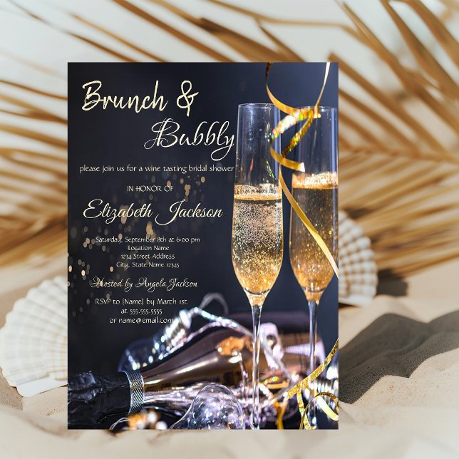 Convite Vidro de Champanhe Elegante Brunch e Bridal Borrac (Criador carregado)