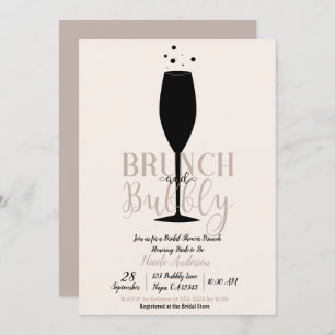 Convite Vidro de Champanhe Preto Brunch Borracha Bridal Br