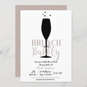 Convite Vidro de Champanhe Preto Brunch Borracha Bridal Br