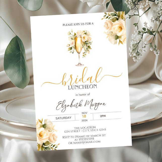 Convite Vidro de Champanhe Rosas Brancas Almofadas (Criador carregado)