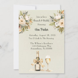 Convite Vidro de Champanhe Verde Claro Brunch e Bolha