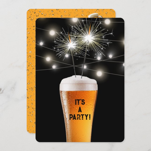 Convite Vidro De festa de aniversário Em Cerveja (Frente/Verso)