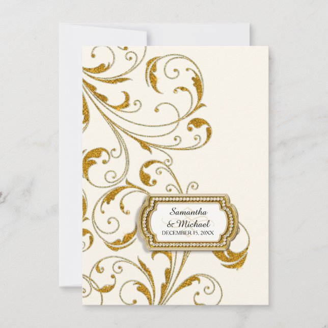 Convite Vidro de Recepção Velho da Regência de Hollywood T (Frente)