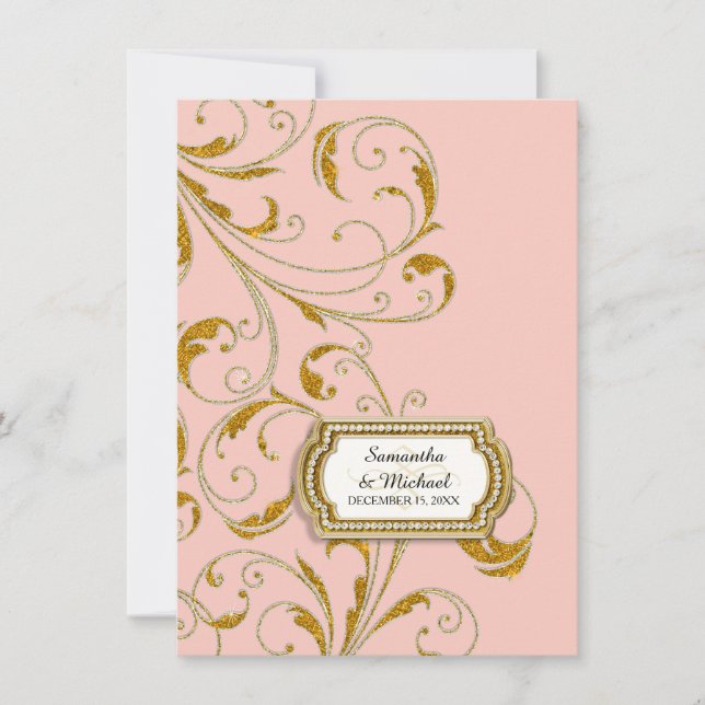 Convite Vidro de Recepção Velho da Regência de Hollywood T (Frente)