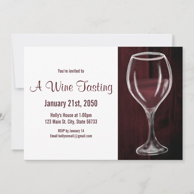 Convite Vidro De Vinho Vermelho Meia Cheio Vazia A Saber A (Frente)