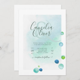 Convite Vidro do Mar Elegante Aquarela Boho Casamento Invi