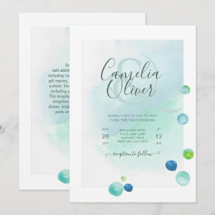 Convite Vidro do Mar Elegante Aquarela Boho Casamento Invi