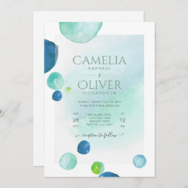 Convite Vidro do Mar Elegante Aquarela Boho Casamento Invi
